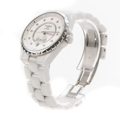 Chanel Stainless Steel Ceramic Diamond 36.5mm J12 Automatic Watch White 3 of 8