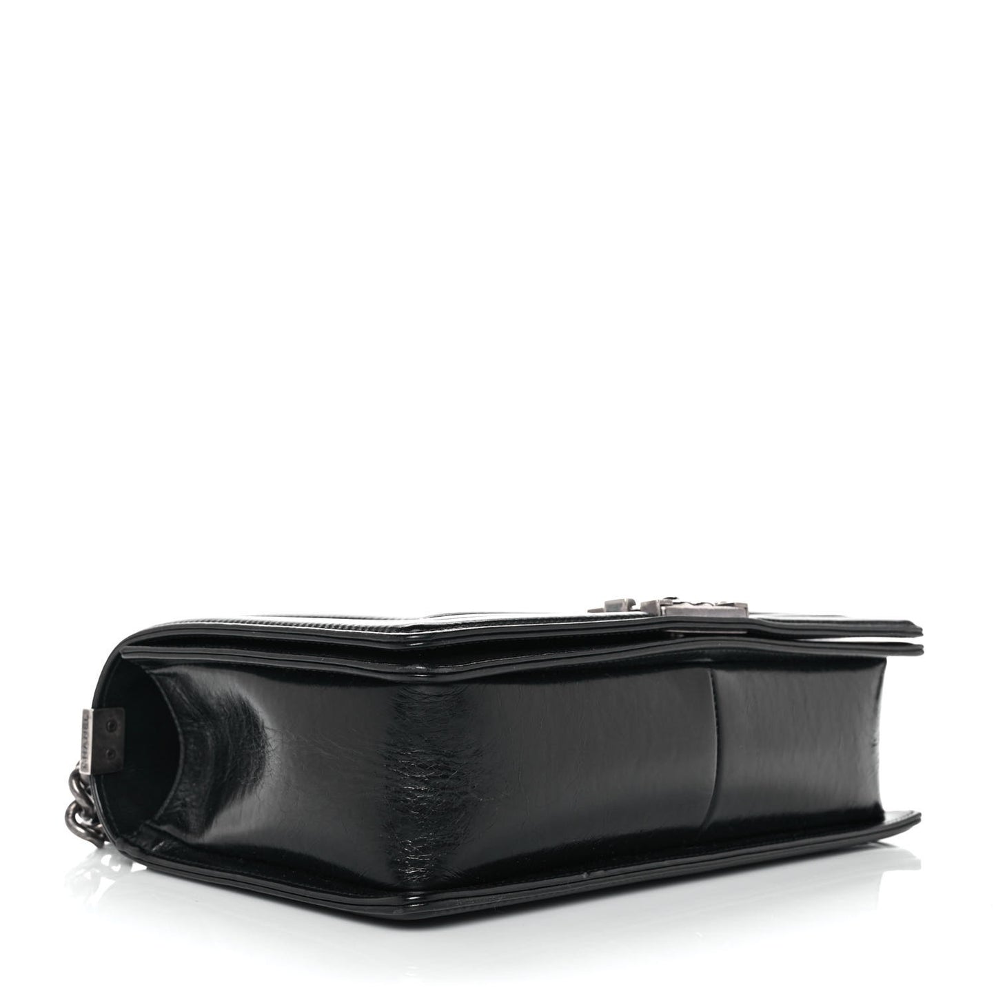 Glazed Calfskin Quilted New Medium Boy Flap Black