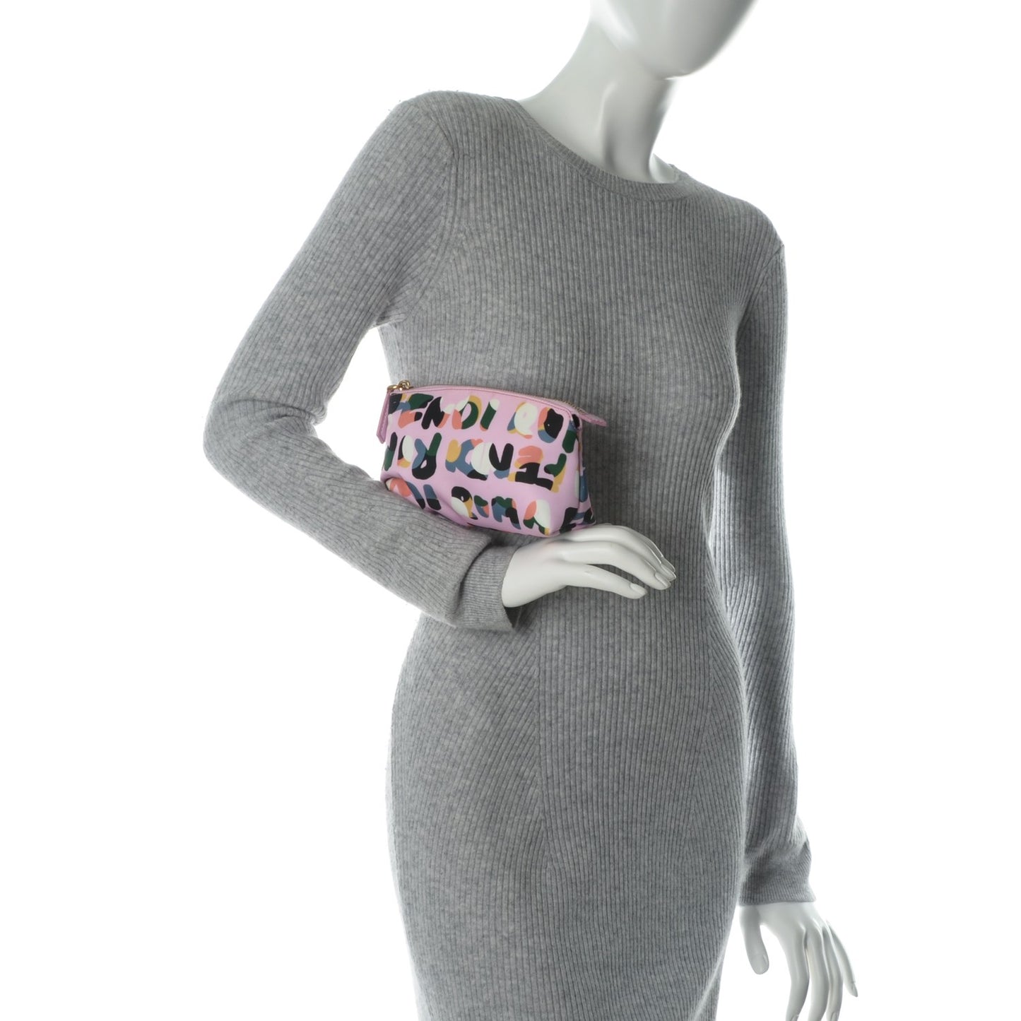 Nylon Roma Print Large Cosmetic Pouch Lavanda Multicolor