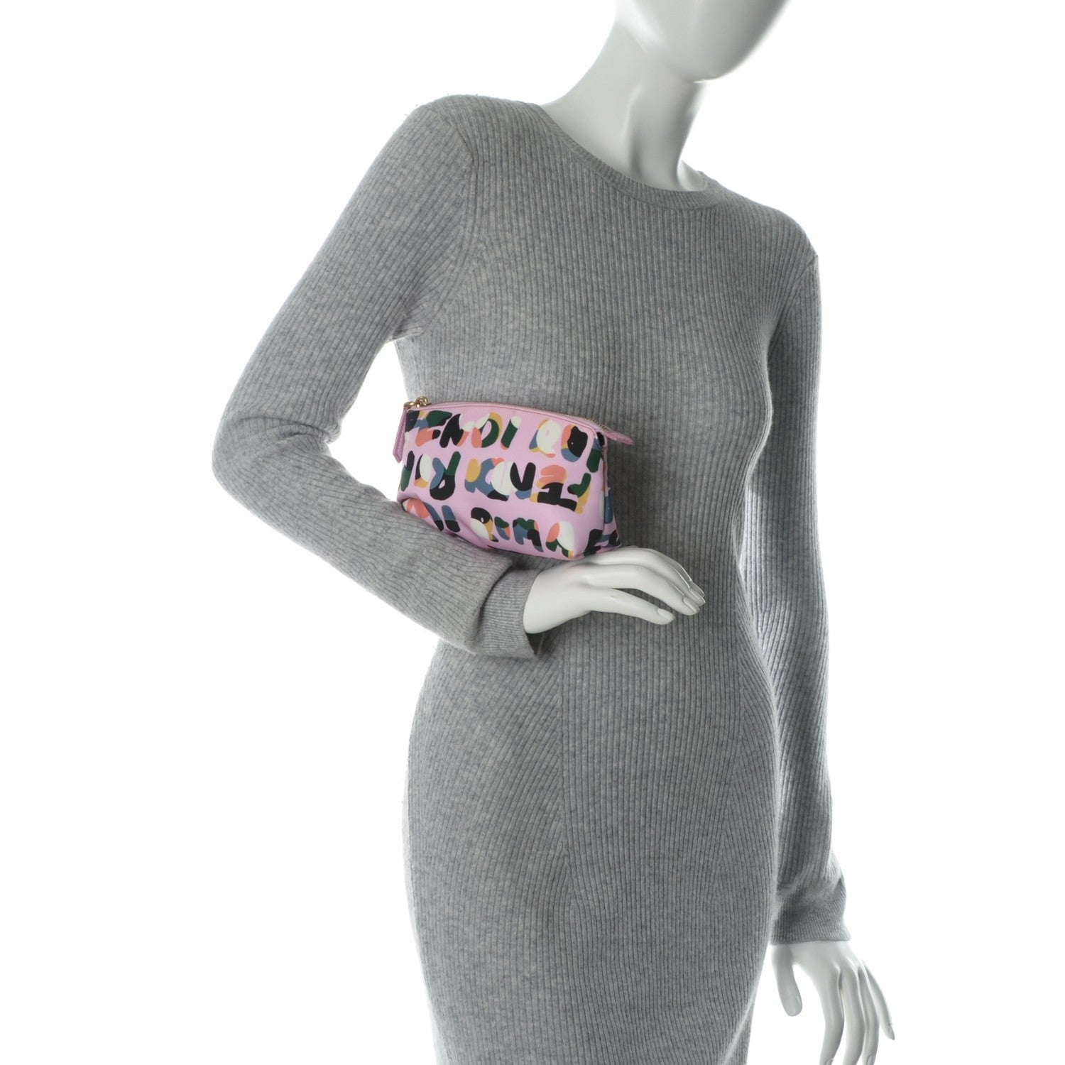 Fendi Nylon Roma Print Large Cosmetic Pouch Lavanda Multicolor 2 of 7