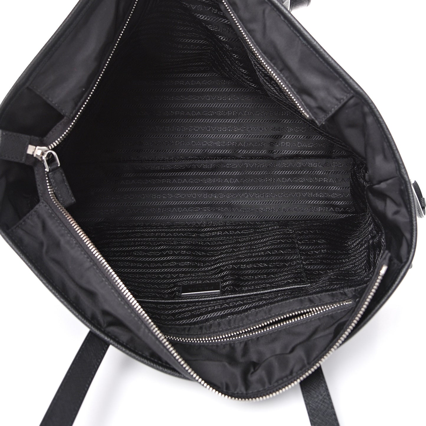 Tessuto Nylon Vela Saffiano Tote Black