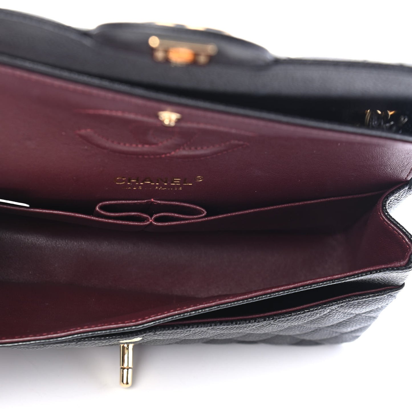 Caviar Quilted Medium Double Flap Black