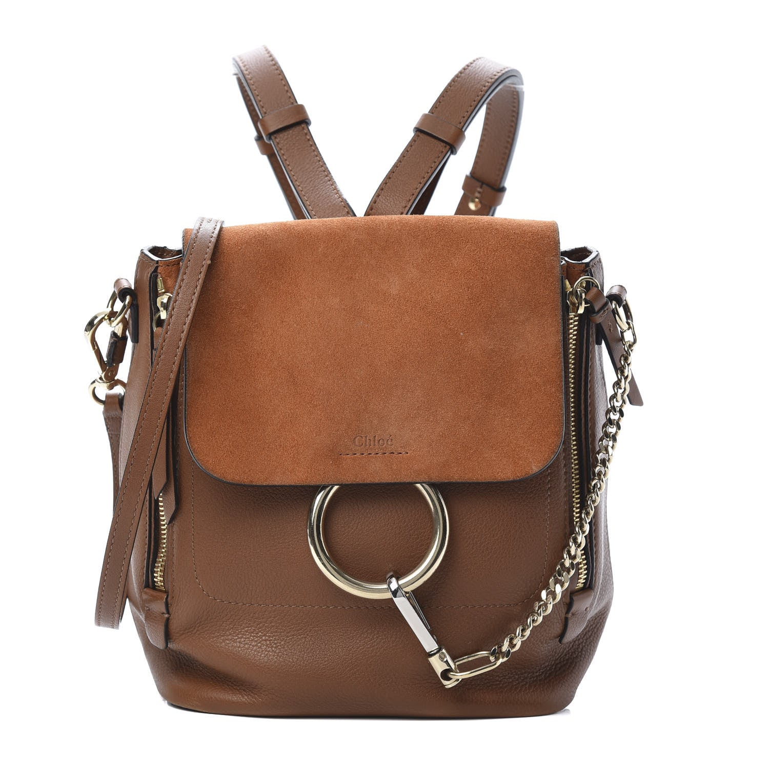 Chloe Suede Calfskin Small Faye Backpack Tan 1 of 14