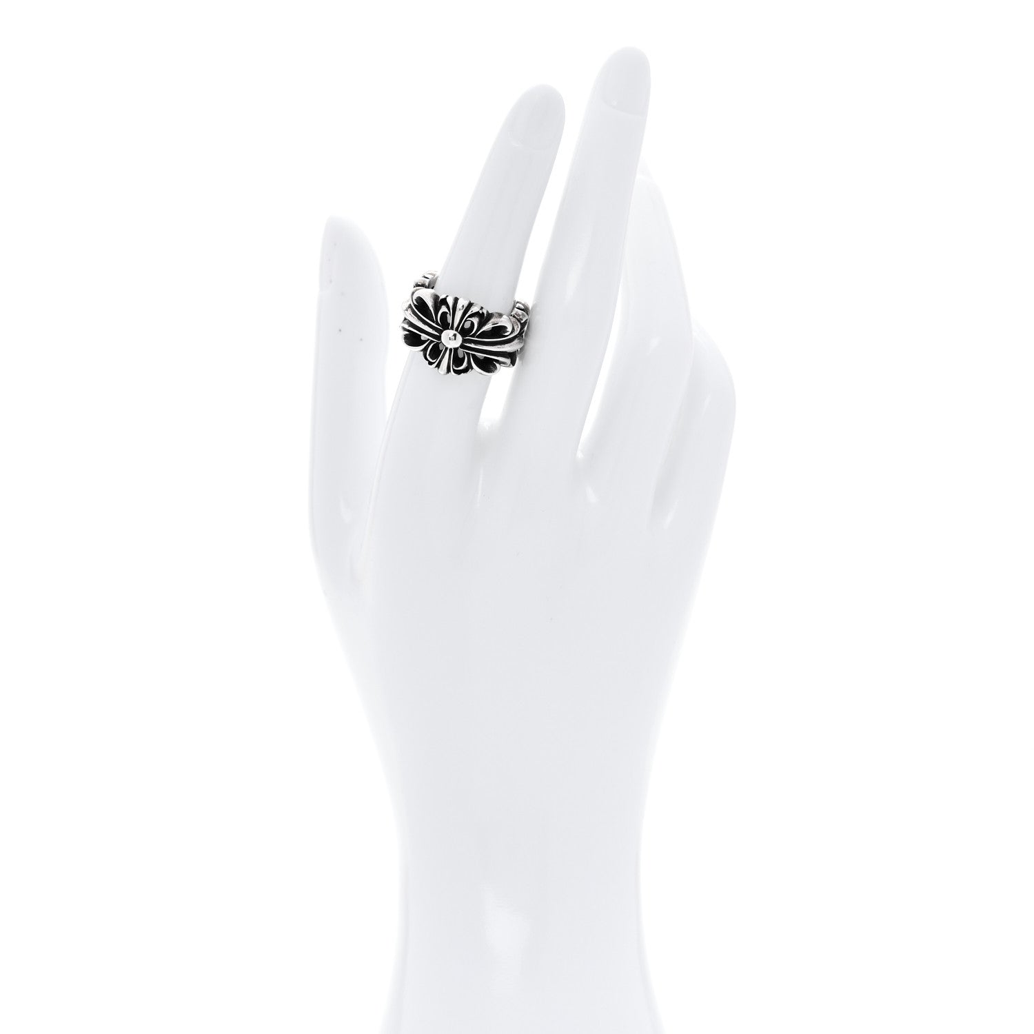 Chrome Hearts Sterling Silver Double Floral Cross Ring 53 6.5 2 of 6