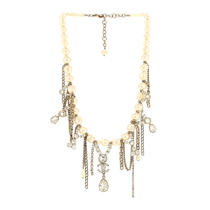 Chanel Pearl Crystal CC Dangle Short Necklace Gold 3 of 5