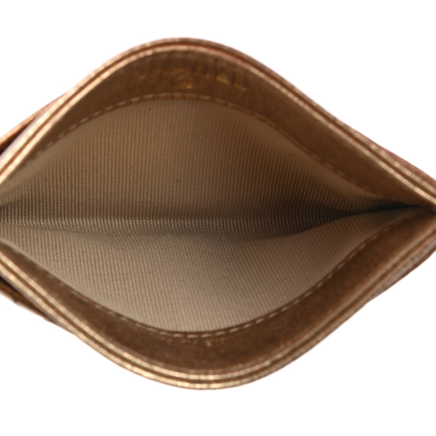 Metallic Lambskin Quilted CC Card Holder Gold