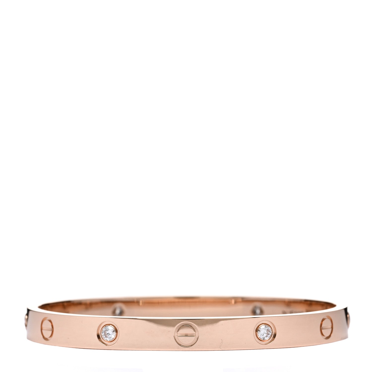 Cartier 18K Pink Gold 4 Diamond LOVE Bracelet 17 2 of 5