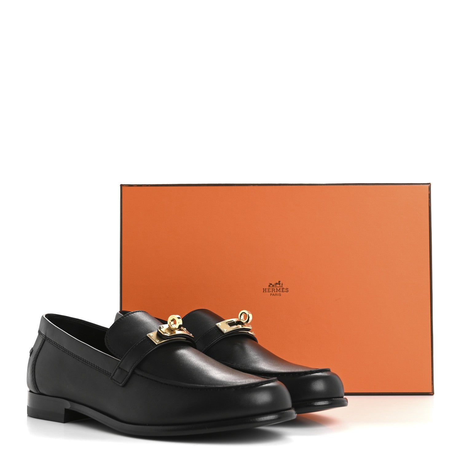 Hermes Calfskin Womens Destin Loafer 38 Black 10 of 10