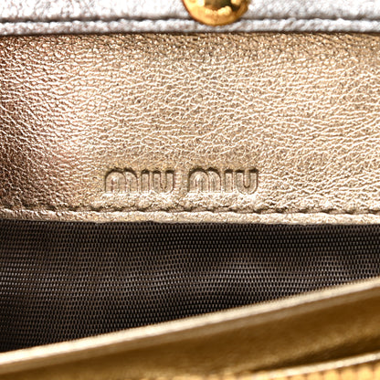 Miu Miu Metallic Nappa Matelasse Wallet On Chain Silver 6 of 10