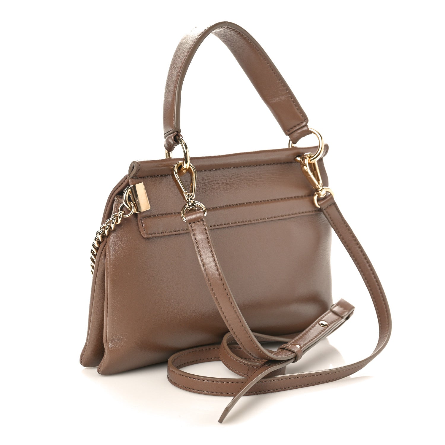 Chloe Lambskin Small Faye Top Handle Bag Brown 2 of 10