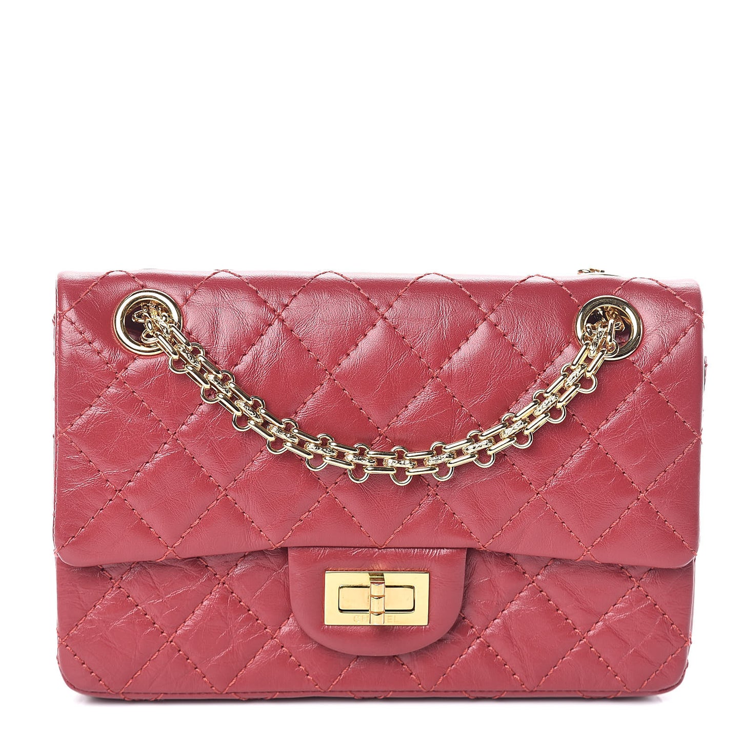 Aged Calfskin Quilted 2.55 Reissue Mini Flap Red