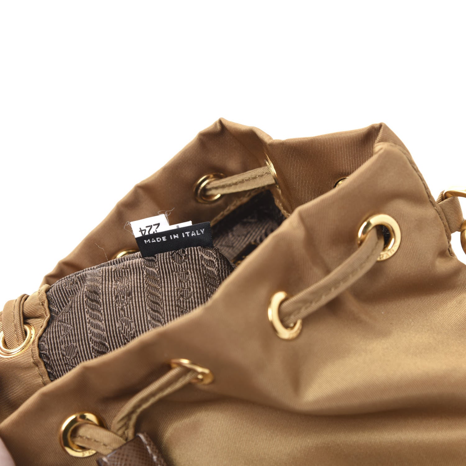 Prada Saffiano Tessuto Nylon Bucket Wristlet Tabacco 8 of 9
