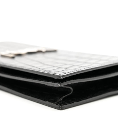 Saint Laurent Calfskin Crocodile Embossed Classic Kate Monogram Clutch Black 9 of 9