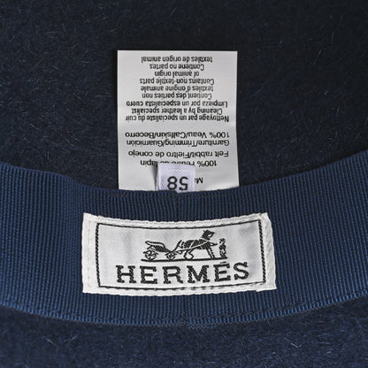 Hermes Rabbit Felt Calfskin Paris Hat 58 Marine Black 8 of 9