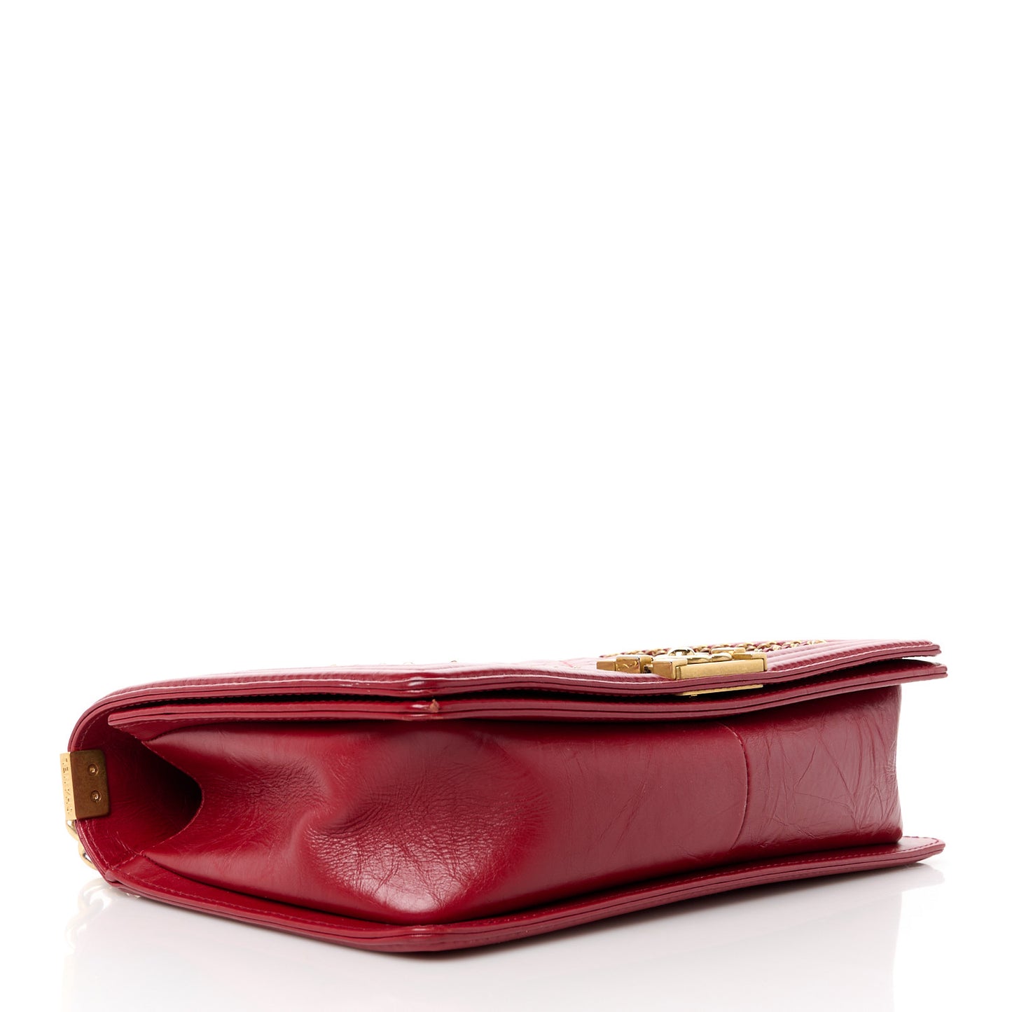 Aged Calfskin Quilted New Medium Jacket Boy Flap Dark Red