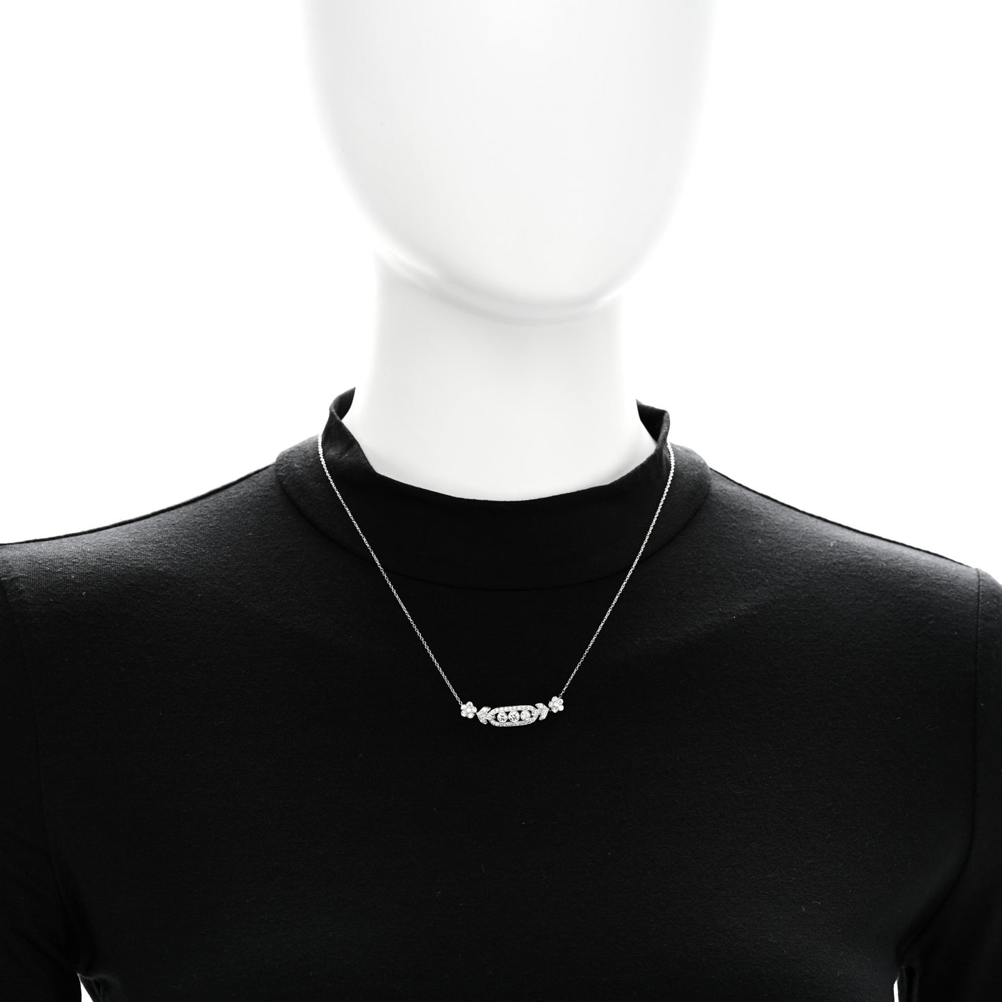 Platinum Diamond Flower Cluster Pendant Necklace