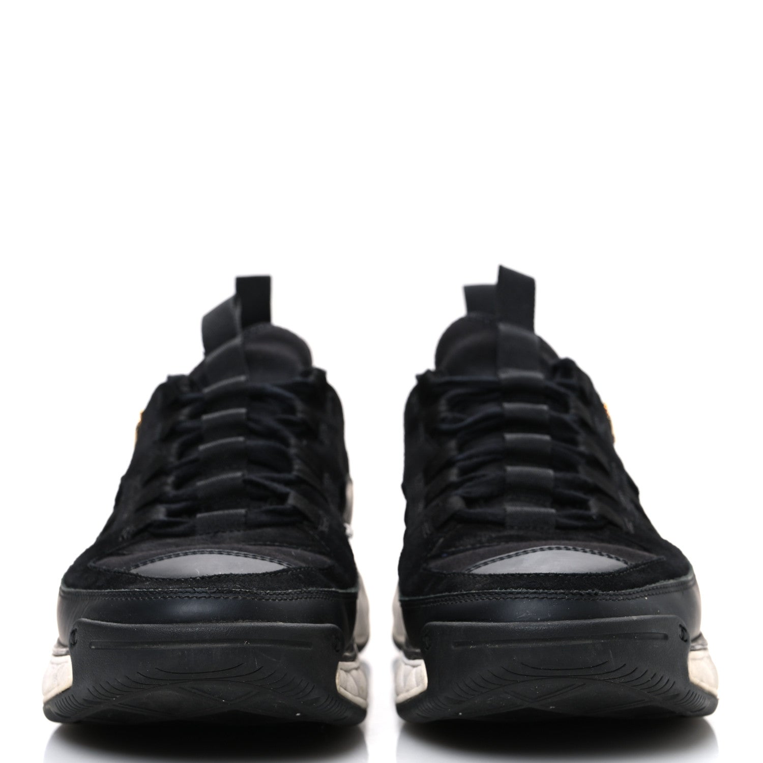 Chanel Fabric Calfskin Suede CC Sneakers 41 Black 1795042