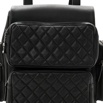 Chanel Grained Calfskin Quilted Large Casual Rock Backpack Black 8 of 13