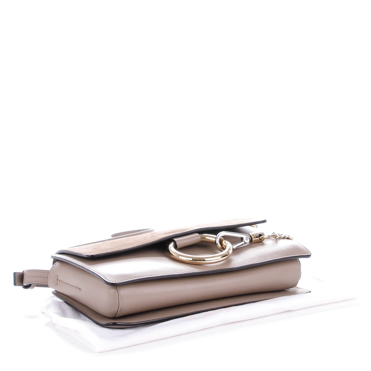 Suede Calfskin Small Faye Shoulder Bag Motty Grey