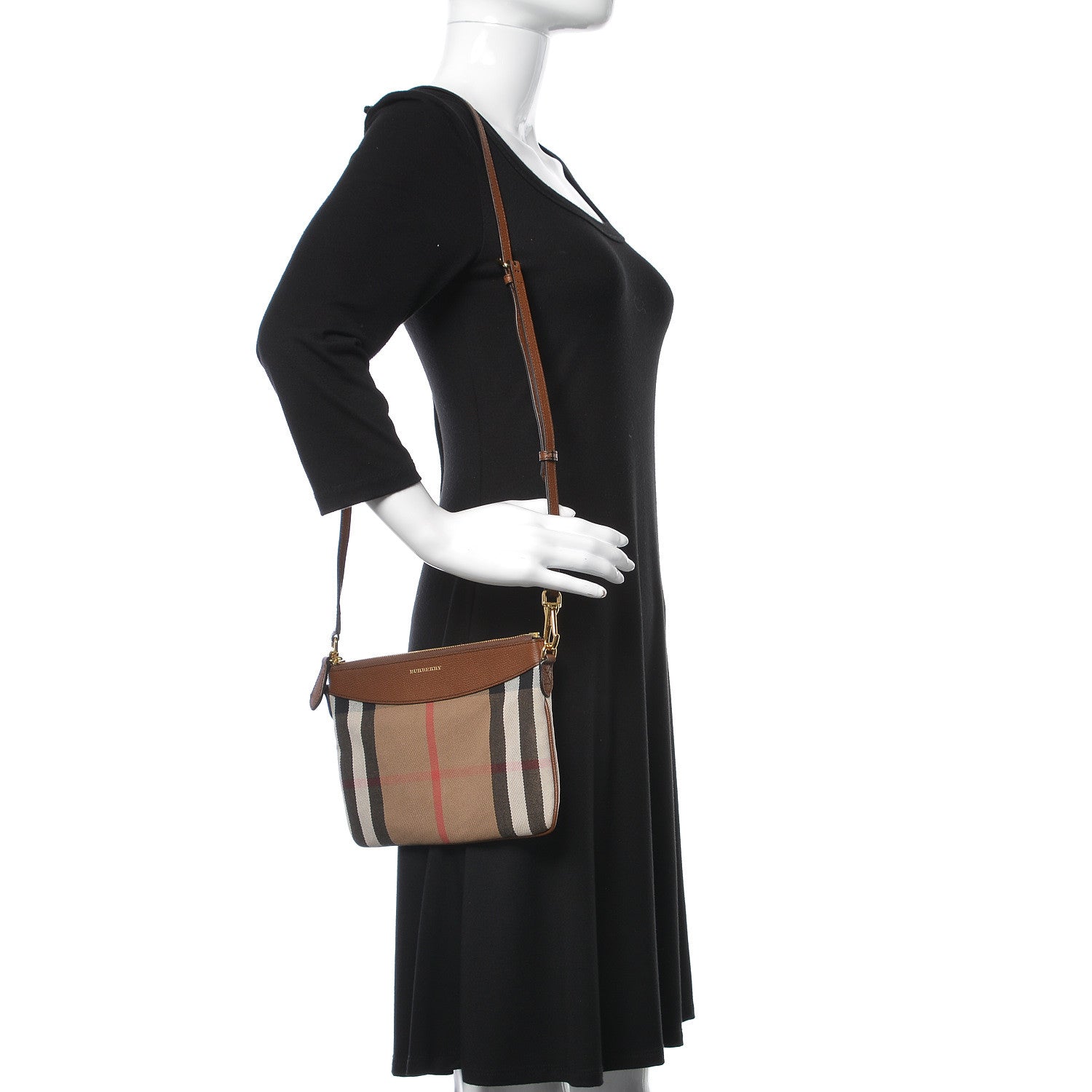 Burberry House Check Derby Peyton Crossbody Clutch Bag Tan 2 of 9