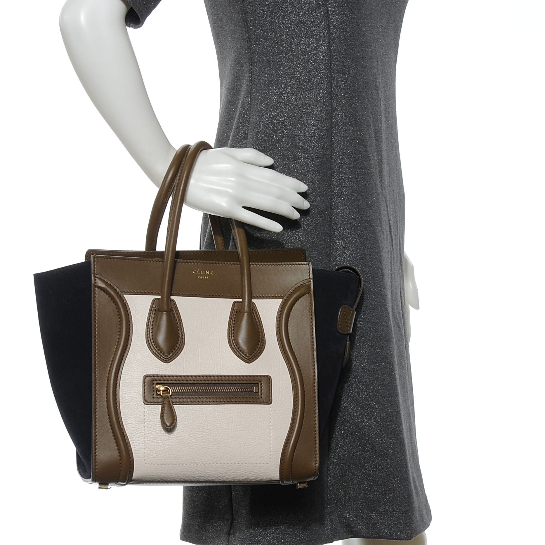 Celine Drummed Leather Micro Tri-Color Luggage 2 of 9