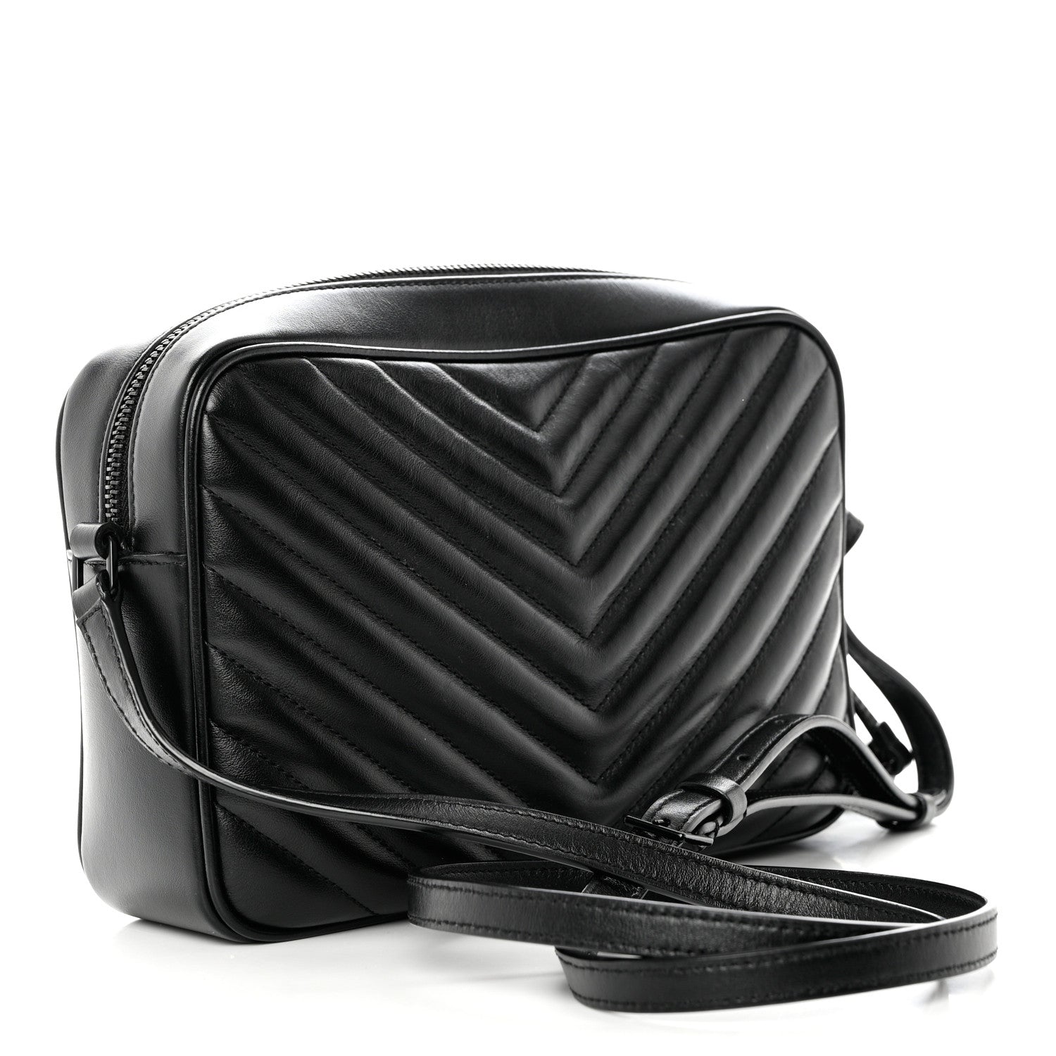 Saint Laurent Calfskin Matelasse Monogram Monochrome Lou Camera Bag Black 3 of 9