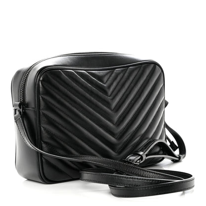 Saint Laurent Calfskin Matelasse Monogram Monochrome Lou Camera Bag Black 3 of 9
