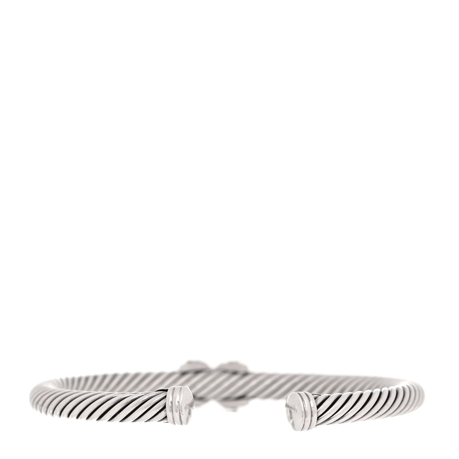 David Yurman Sterling Silver 18K White Gold Diamond Pave 5mm X Cable Bracelet 6 of 10
