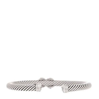 David Yurman Sterling Silver 18K White Gold Diamond Pave 5mm X Cable Bracelet 6 of 10
