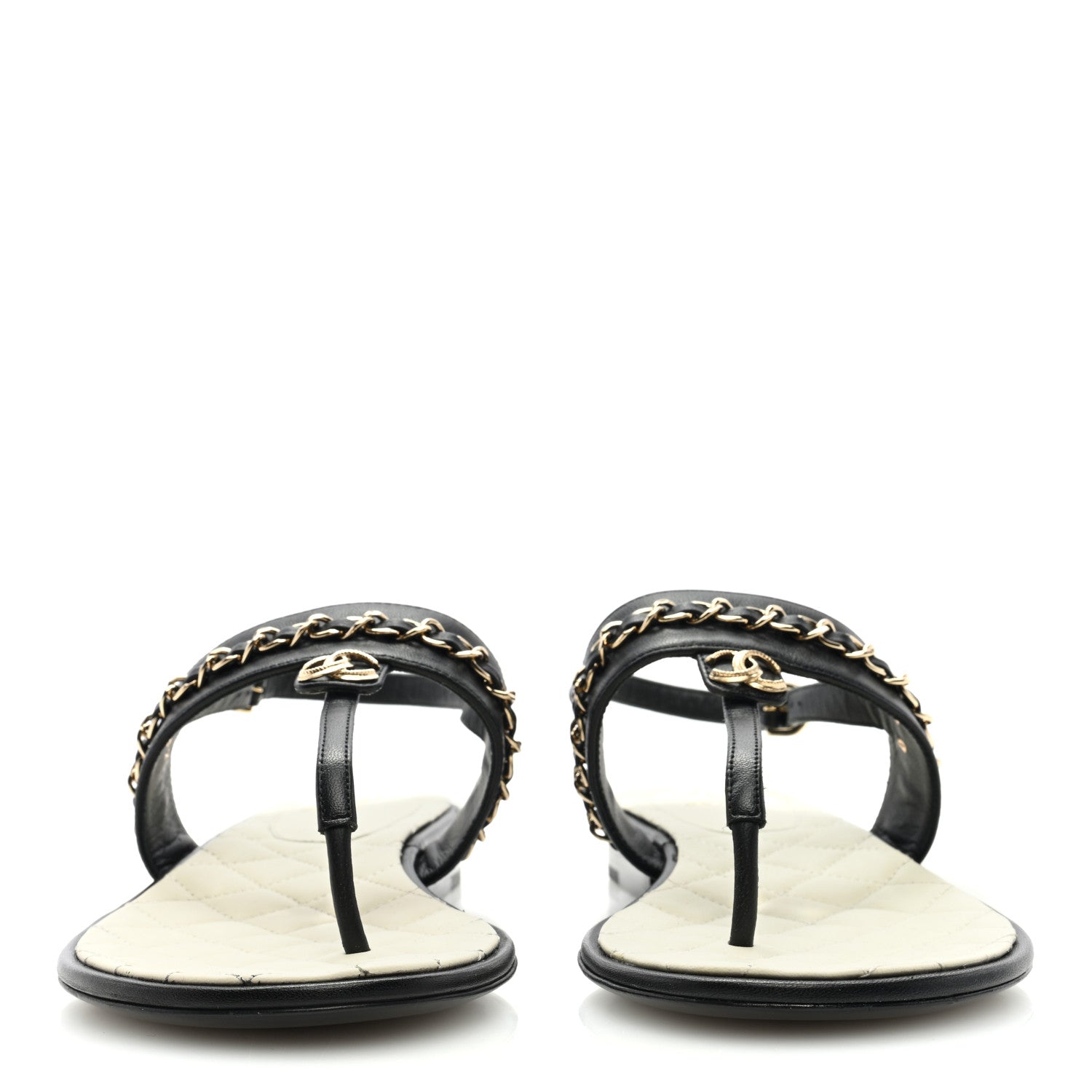 Chanel Lambskin Chain CC Sandals 38.5 Black 2 of 8