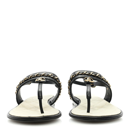 Chanel Lambskin Chain CC Sandals 38.5 Black 2 of 8