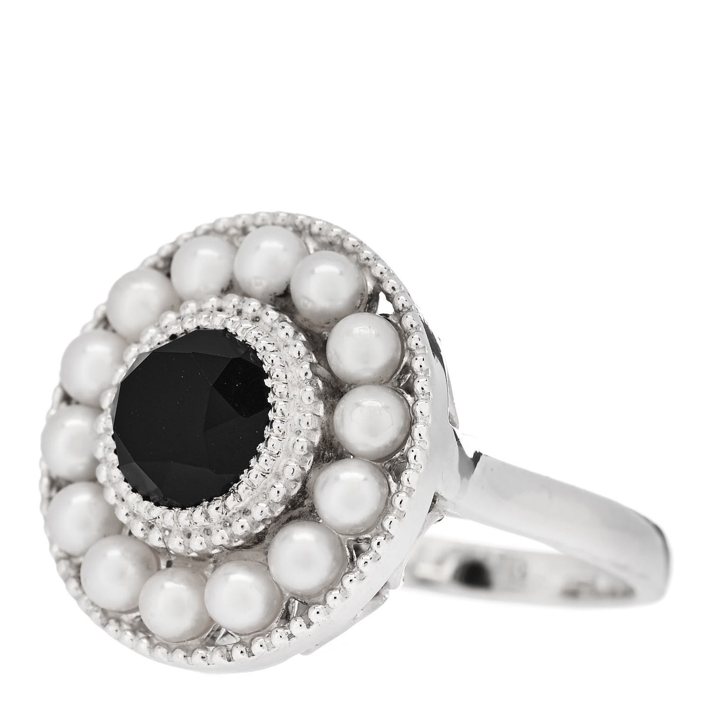 Sterling Silver Black Onyx Freshwater Pearl Ziegfeld Ring 54 7