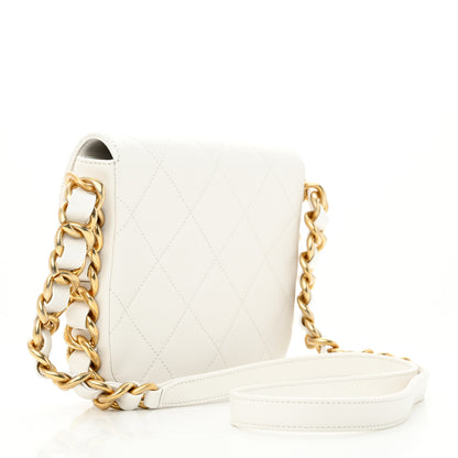 Chanel Calfskin Quilted Small Framing Chain Bag White 3 of 12