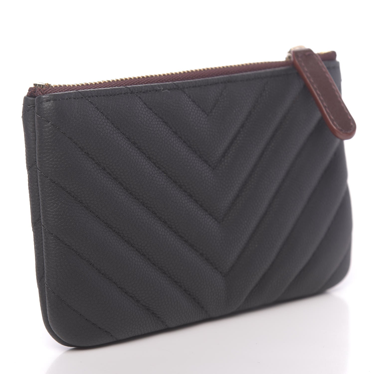 Chanel Caviar Chevron Quilted Small Cosmetic Case Black 3 of 8