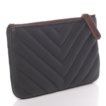 Chanel Caviar Chevron Quilted Small Cosmetic Case Black 3 of 8