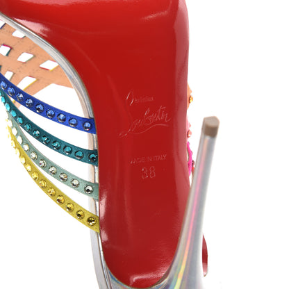 Christian Louboutin Specchio Calfskin Crystal Marthastrass 100 Slide Sandals 38 Silver Multicolor 7 of 10