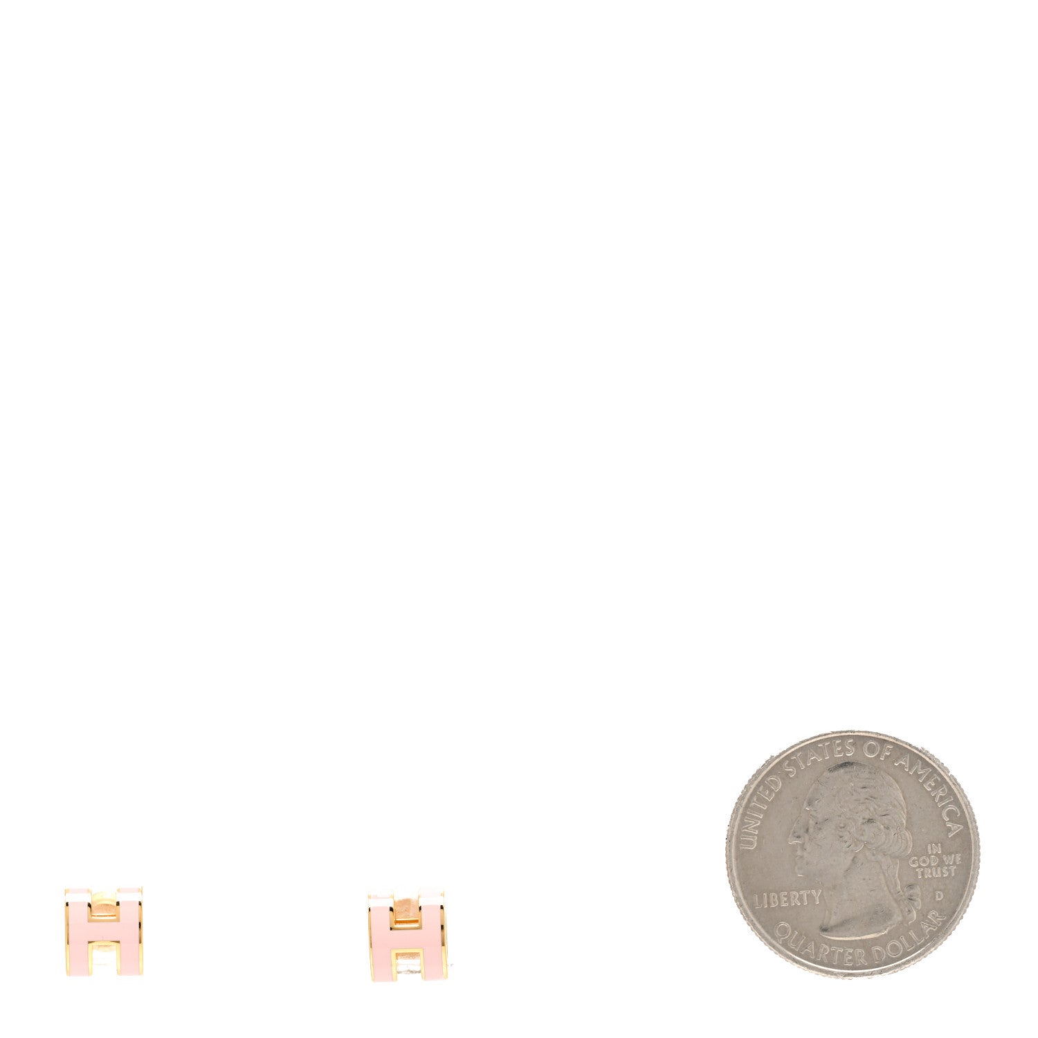 Hermes Rose Gold Lacquered Mini Pop H Earrings Rose Sakura 2 of 5