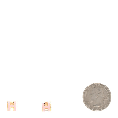 Hermes Rose Gold Lacquered Mini Pop H Earrings Rose Sakura 2 of 5