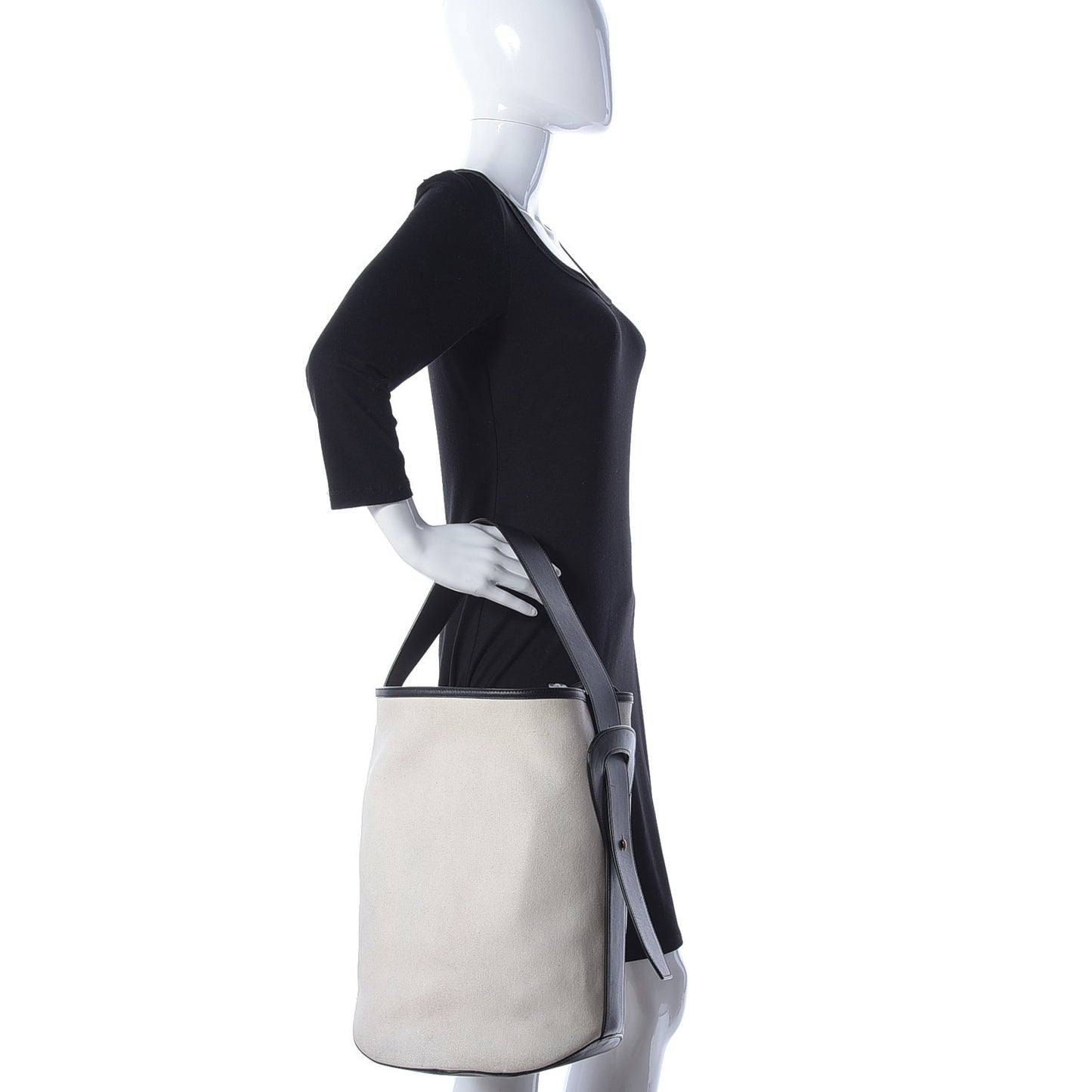 Canvas Large Bucket Bag Black White