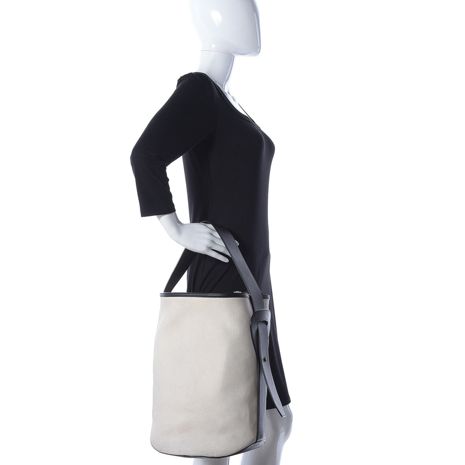 Celine Canvas Large Bucket Bag Black White 2 of 10
