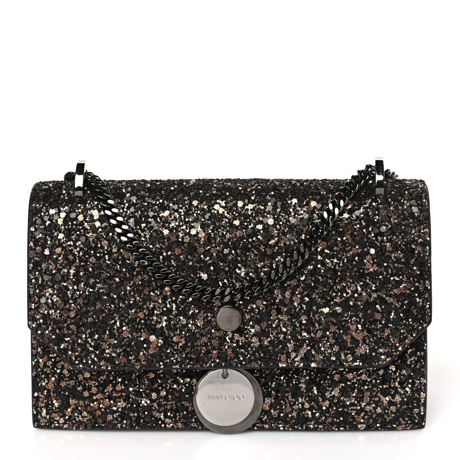 Jimmy Choo Coarse Glitter Mini Finley Shoulder Bag Bronze 1 of 9