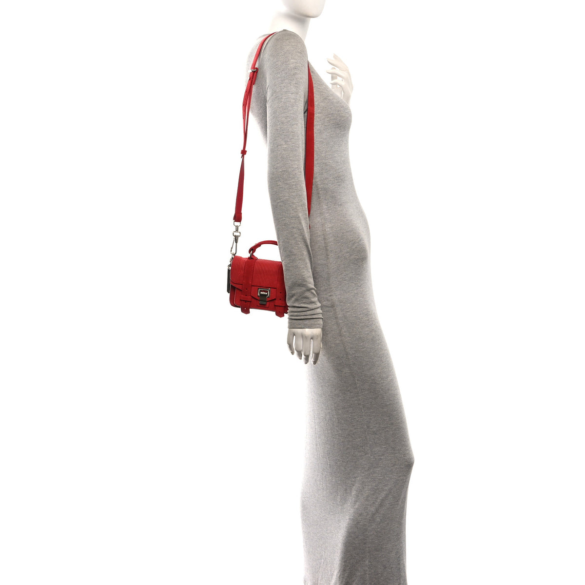 Proenza Schouler Suede Corduroy Micro PS1 Satchel Red 2 of 9
