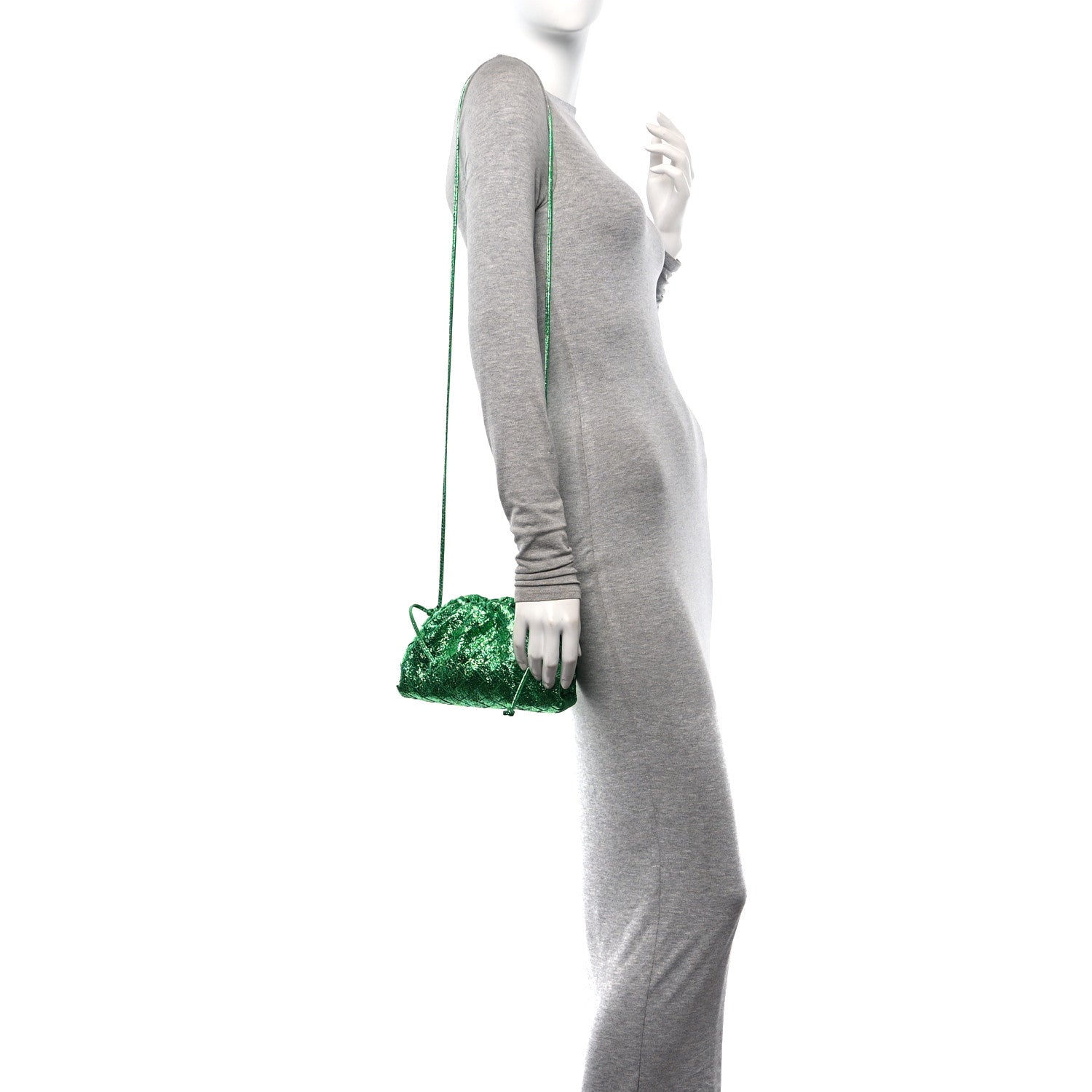 Bottega Veneta Metallic Nappa Intrecciato The Mini Pouch Parakeet 2 of 10