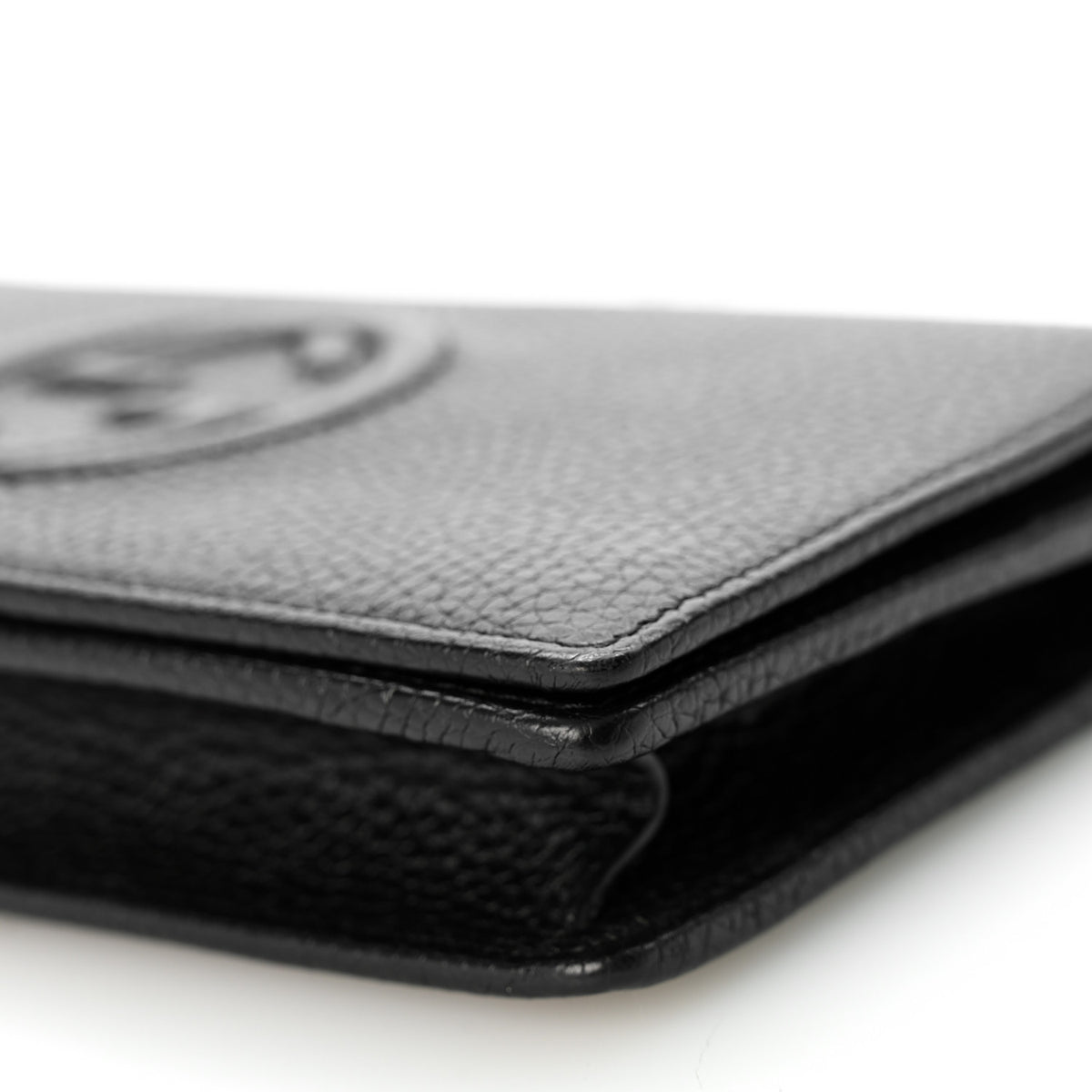 Pebbled Calfskin Soho Wallet On Chain Black