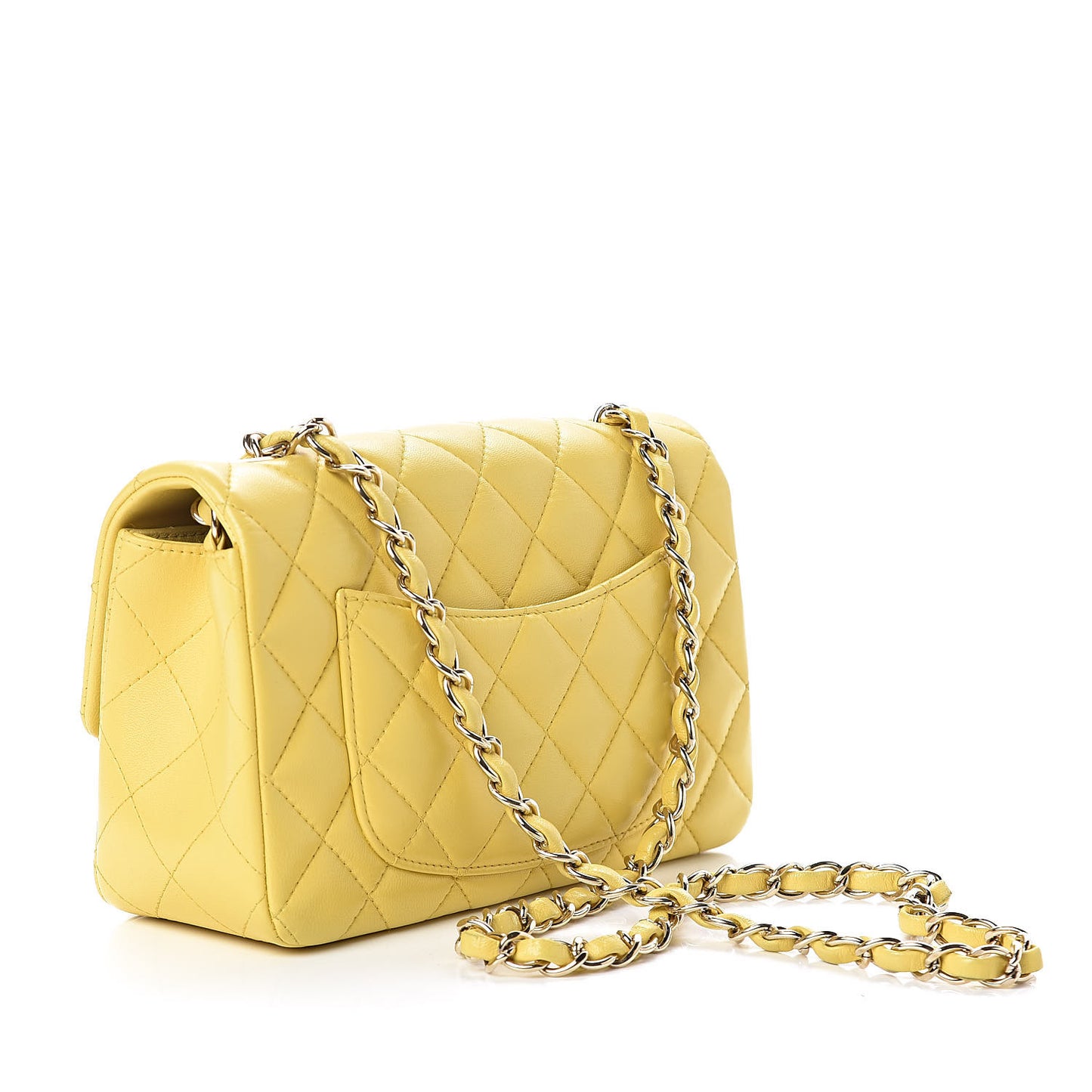 Lambskin Quilted Mini Rectangular Flap Yellow