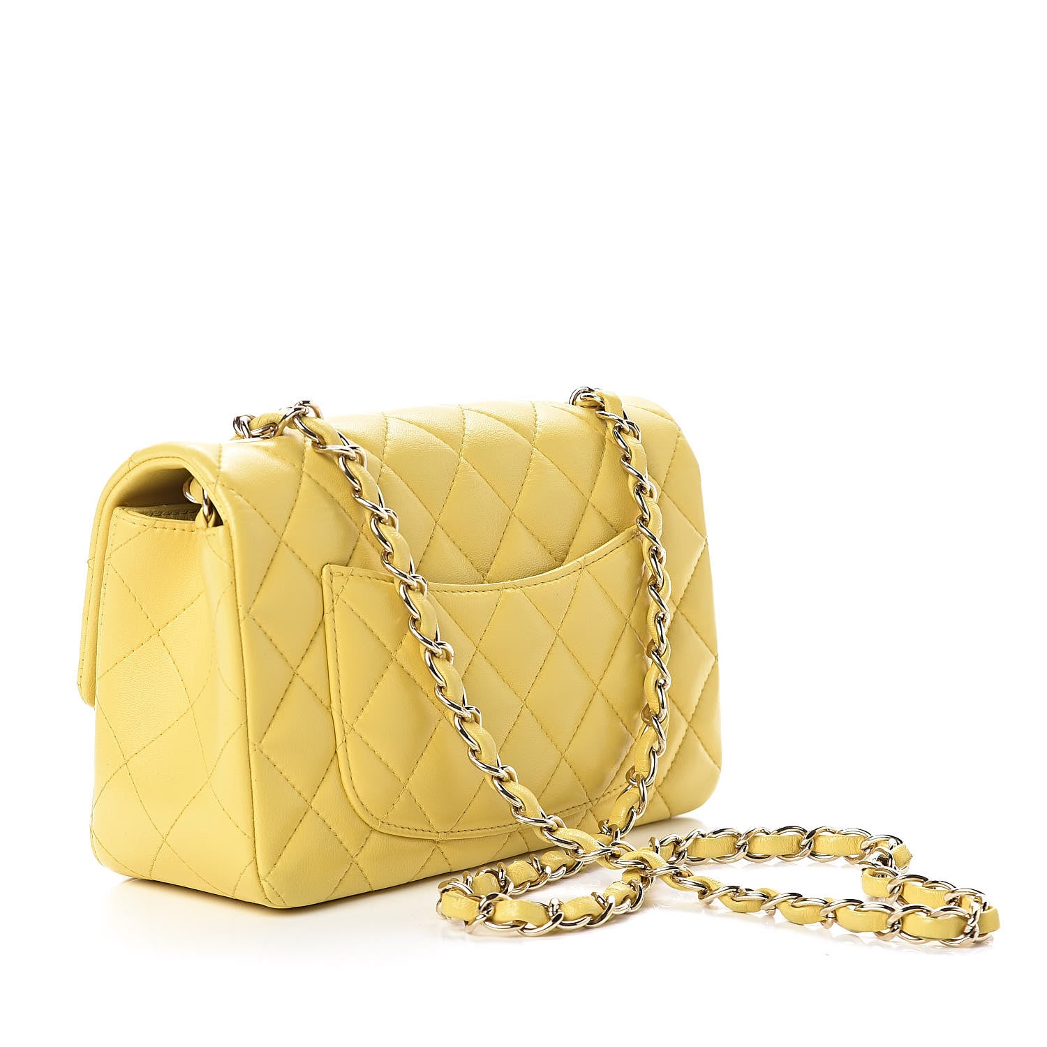 Chanel Lambskin Quilted Mini Rectangular Flap Yellow 3 of 11