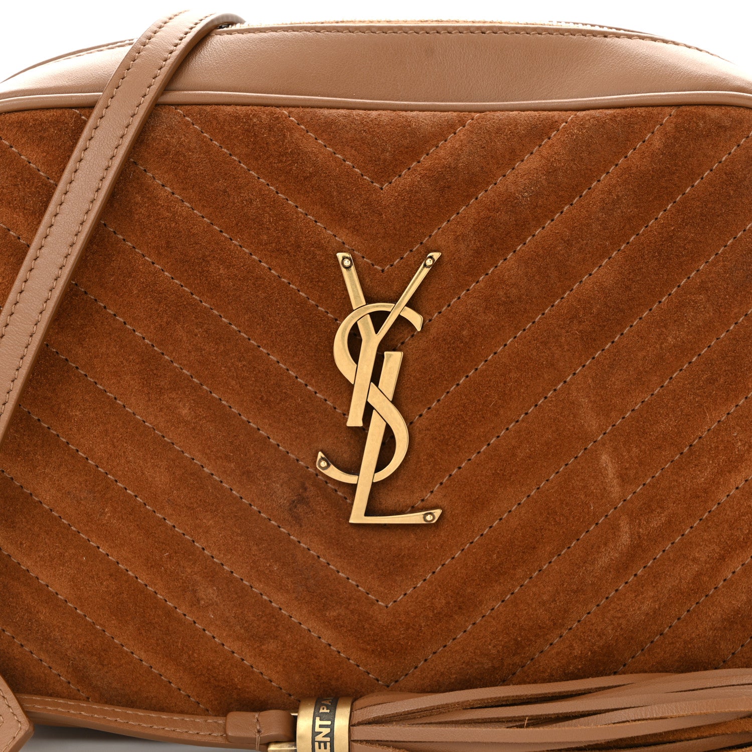Saint Laurent Suede Matelasse Monogram Lou Camera Bag Cinnamon 7 of 9