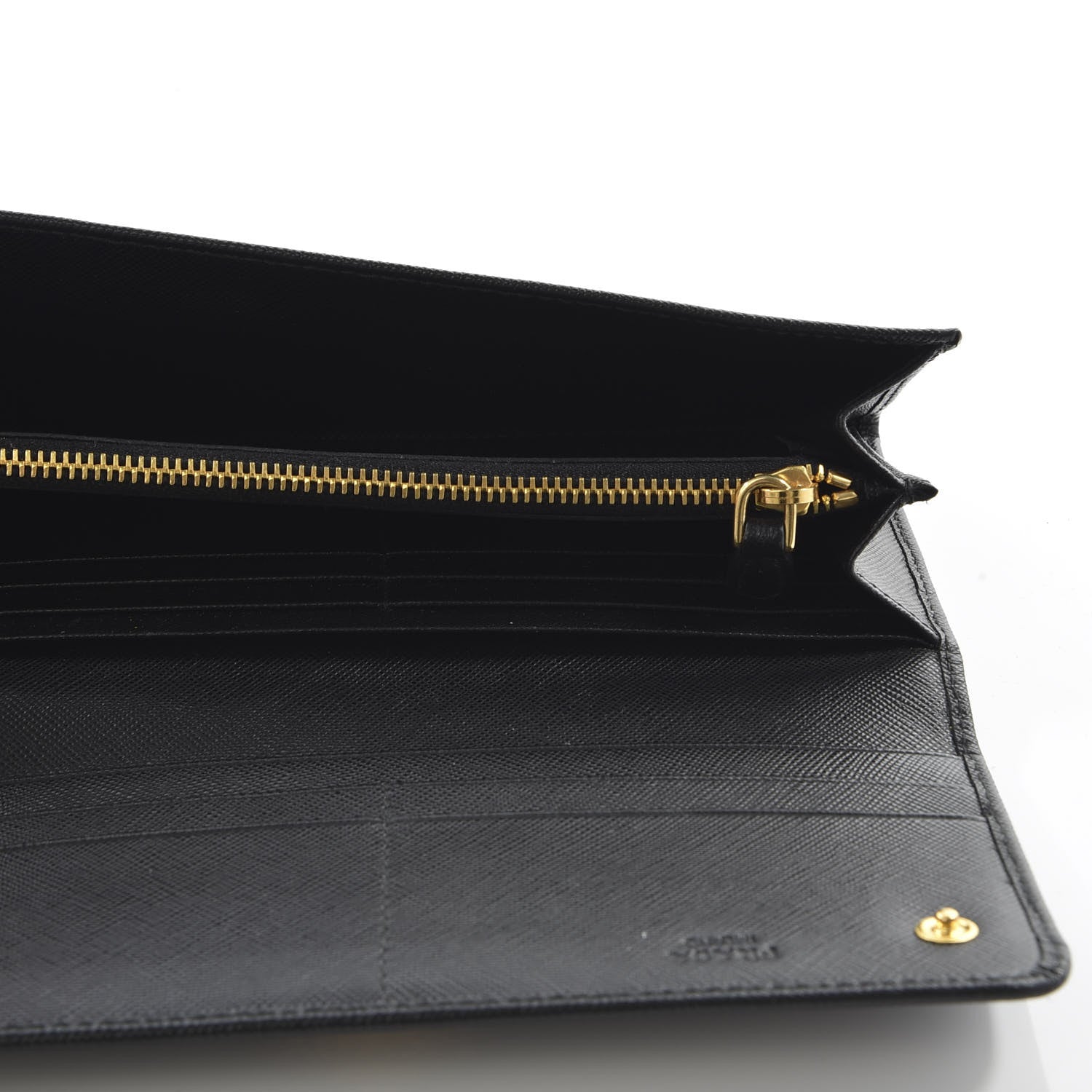 Prada Saffiano Metal Continental Flap Wallet Black 4 of 7