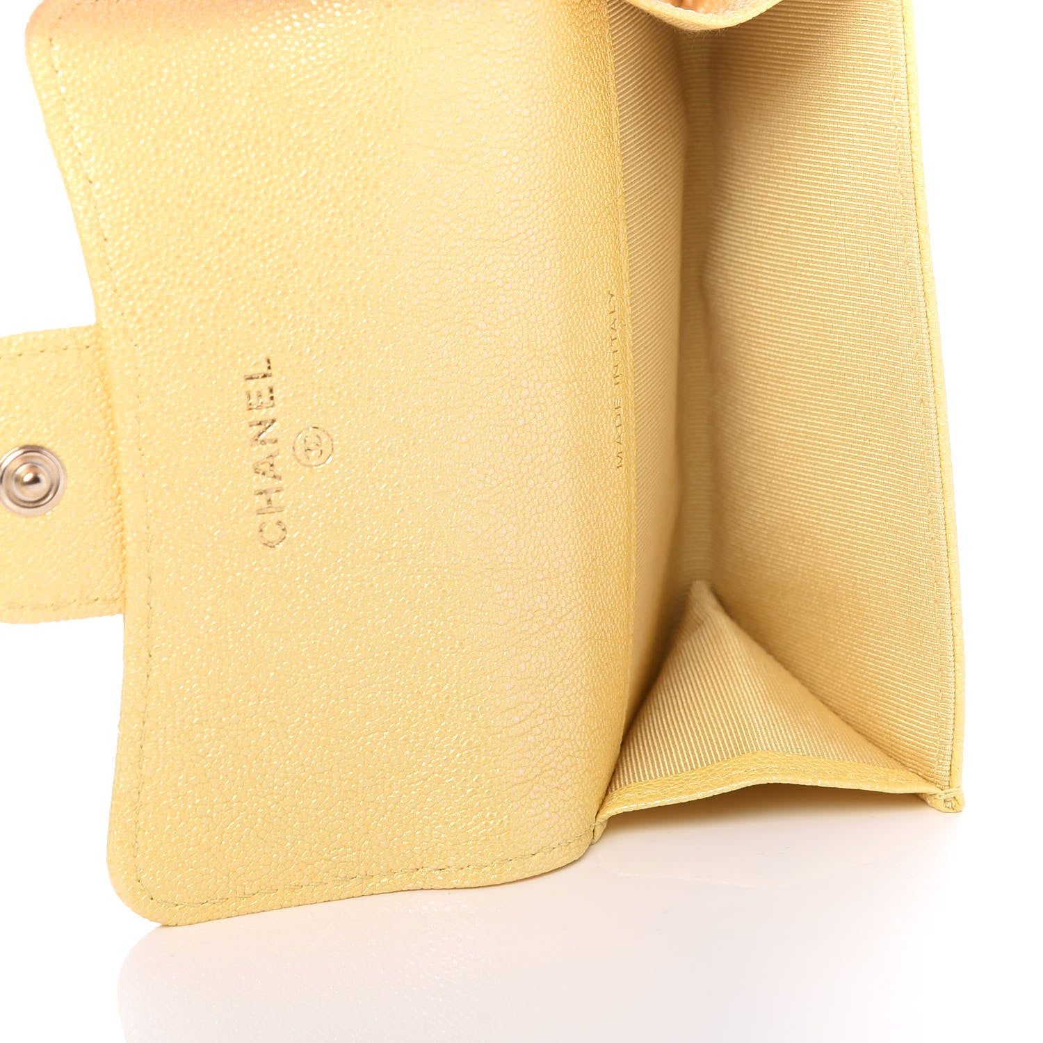 Chanel Iridescent Caviar Quilted Flap Card Holder Yellow 5 of 9