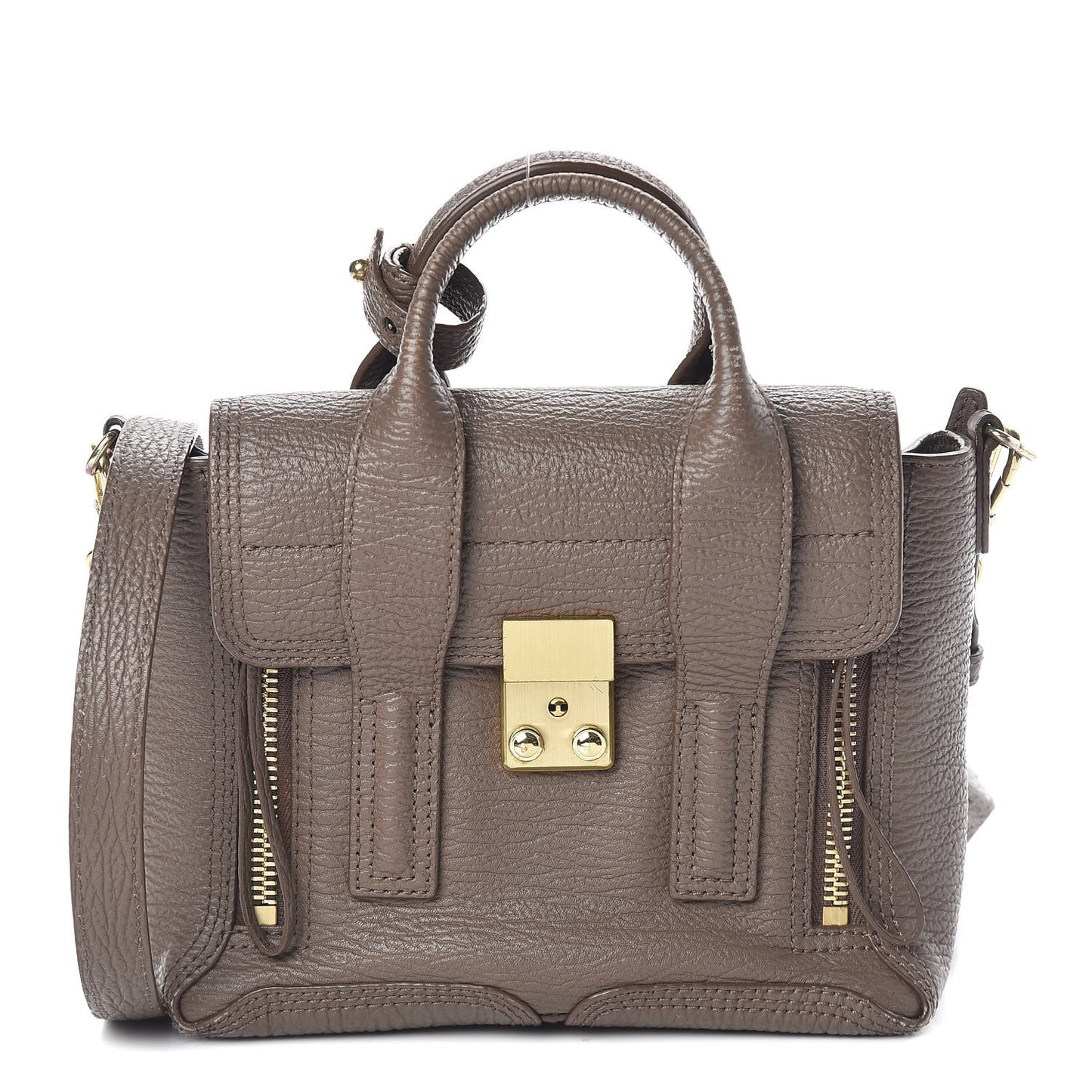 3.1 Textured Calfskin Mini Pashli Satchel Taupe